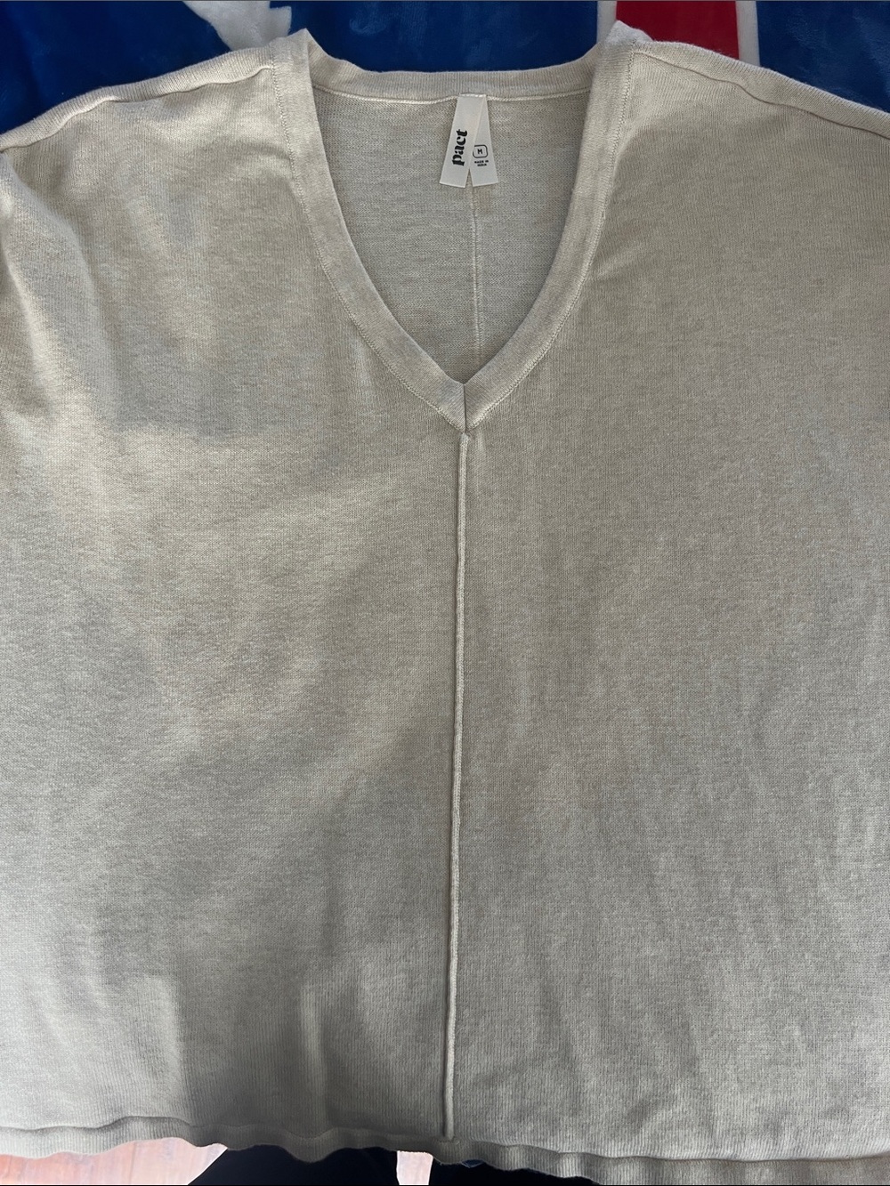 Pact Neutral V-Neck Pullover Sweater — Light Beige